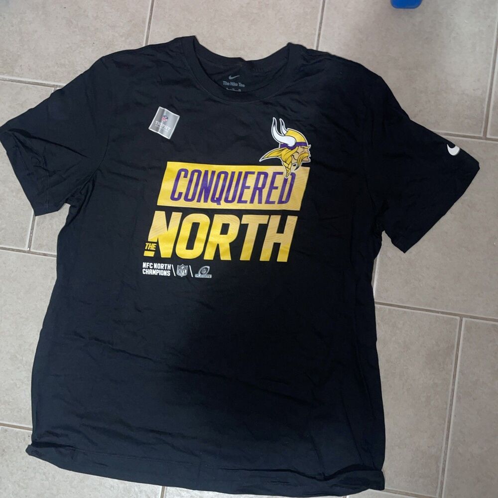 Minnesota Vikings Shirt Mens XL Black NFL Football Nike Conquered North Champs